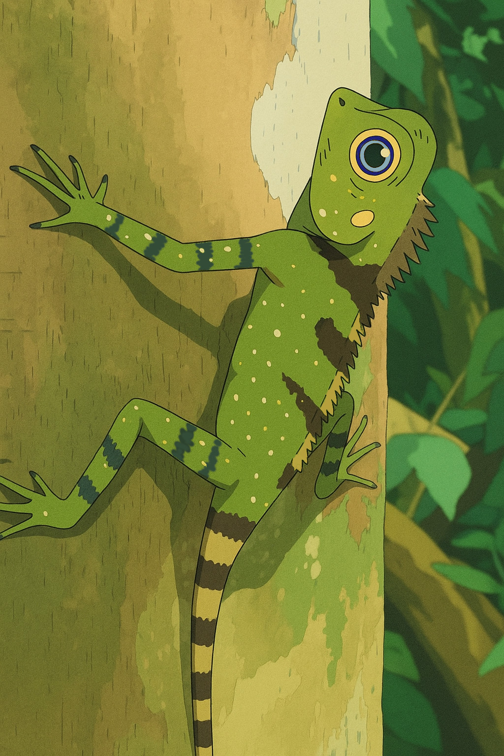 Lizard on Tree in Forest